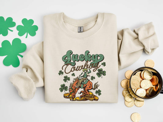 Lucky Cowboy Horse 100% Cotton T-shirt High Quality