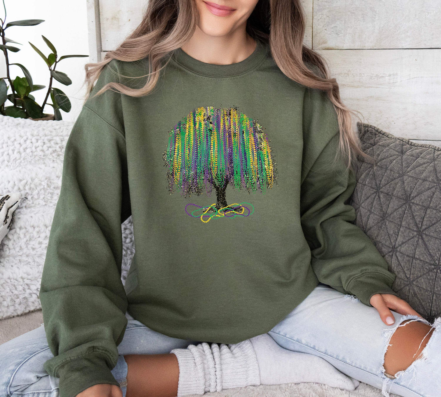 Mardi Gras Bead Tree shirt 100% Cotton T-shirt High Quality