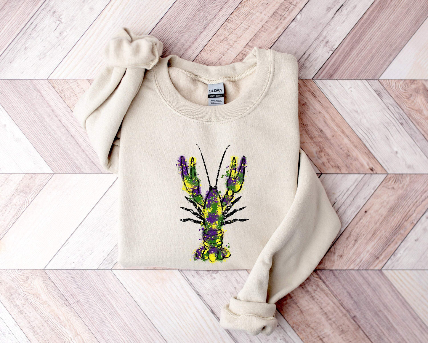 Mardi Gras Crawfish 100% Cotton T-shirt High Quality