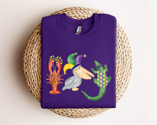 Watercolor Mardi Gras shirt 100% Cotton T-shirt High Quality