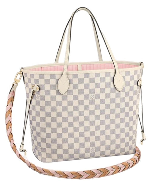 Louis Vuitton Neverfull MM Damier Azur Limited Edition with Braided Strap