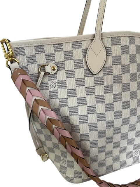 Louis Vuitton Neverfull MM Damier Azur Limited Edition with Braided Strap