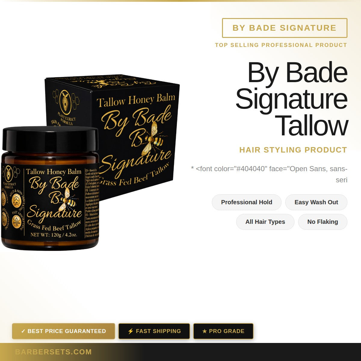 By Bade Signature By Bade  Signature Tallow Honey Balm 4.2 oz (120g) – Grass-Fed Beef Tallow Skin Moisturizer with Raw Honey & Beeswax – Deep Hydration Natural Face & Body Balm – Fast Absorbing Skin B