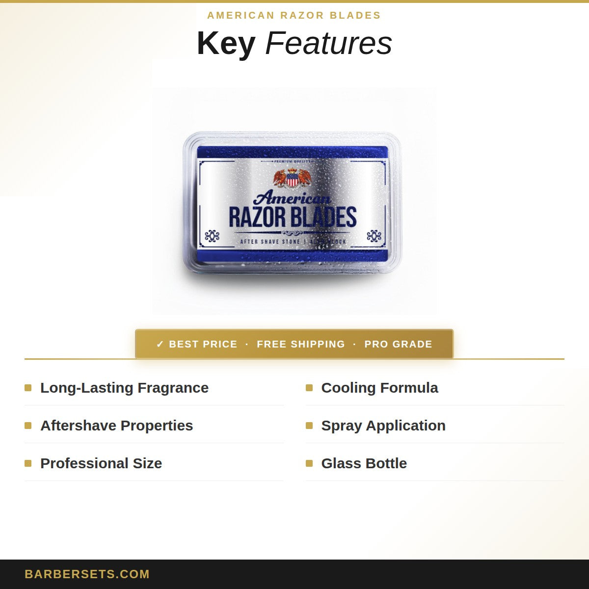 American Razor Blades 100g - After Shave Stone - Alum Block  UPC 840302422106 Asin B0DYWFGBH3