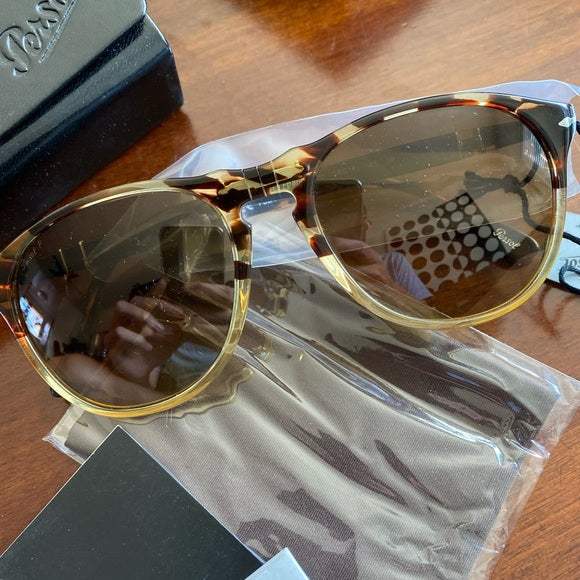 Persol PO649 1024-M2 - Ebano e Oro-Brown Faded Polarized by Persol for Unisex - 52-20-135 mm Sunglasses