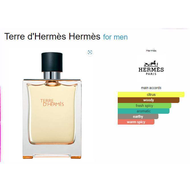 Terre DHermes by Hermes for Men - 3.3 oz EDT Spray