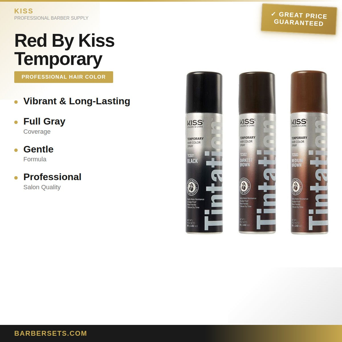 Kiss Red By Kiss Temporary Hair Color Spray - Darkest Brown