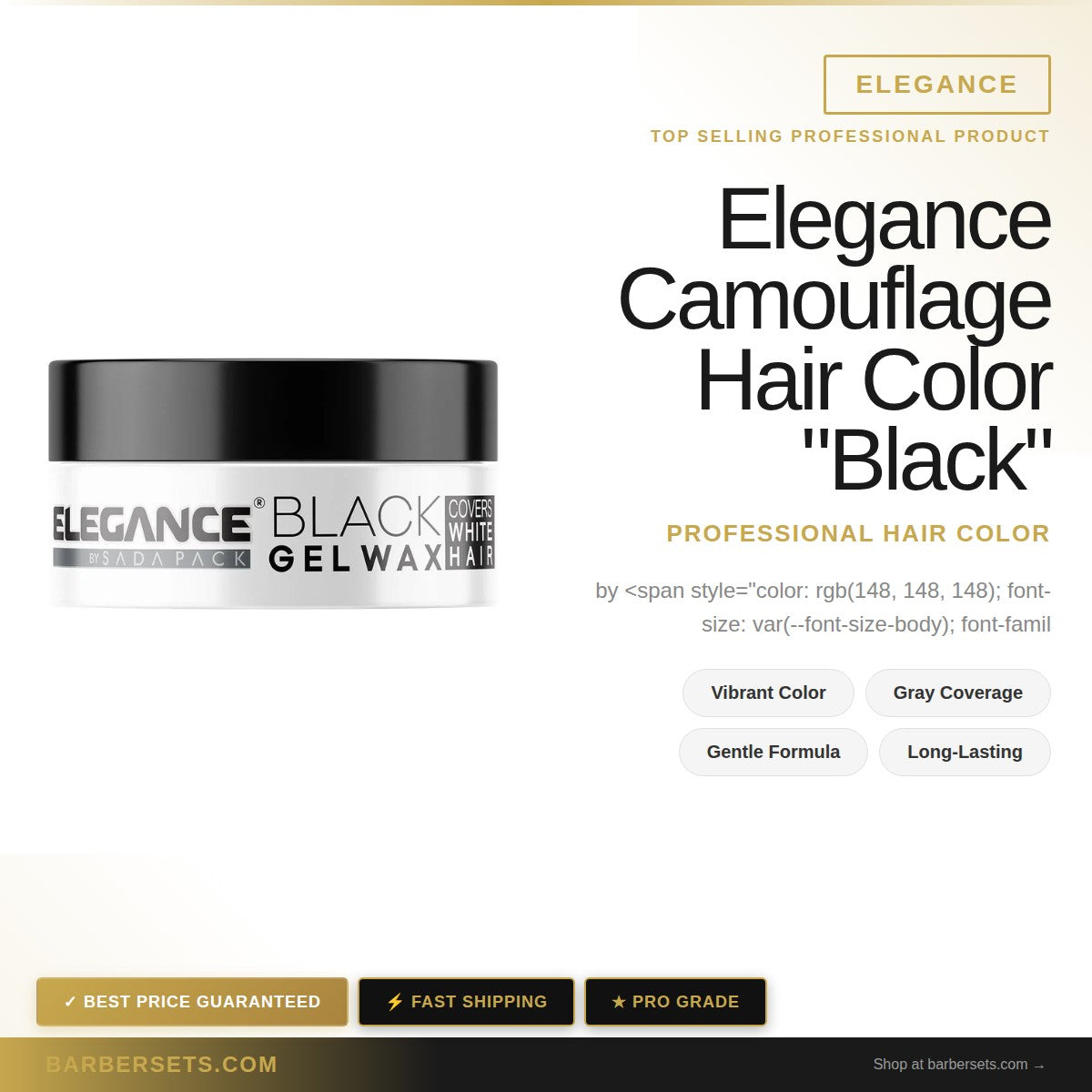 Elegance Camouflage Hair Color "Black" 120ml
