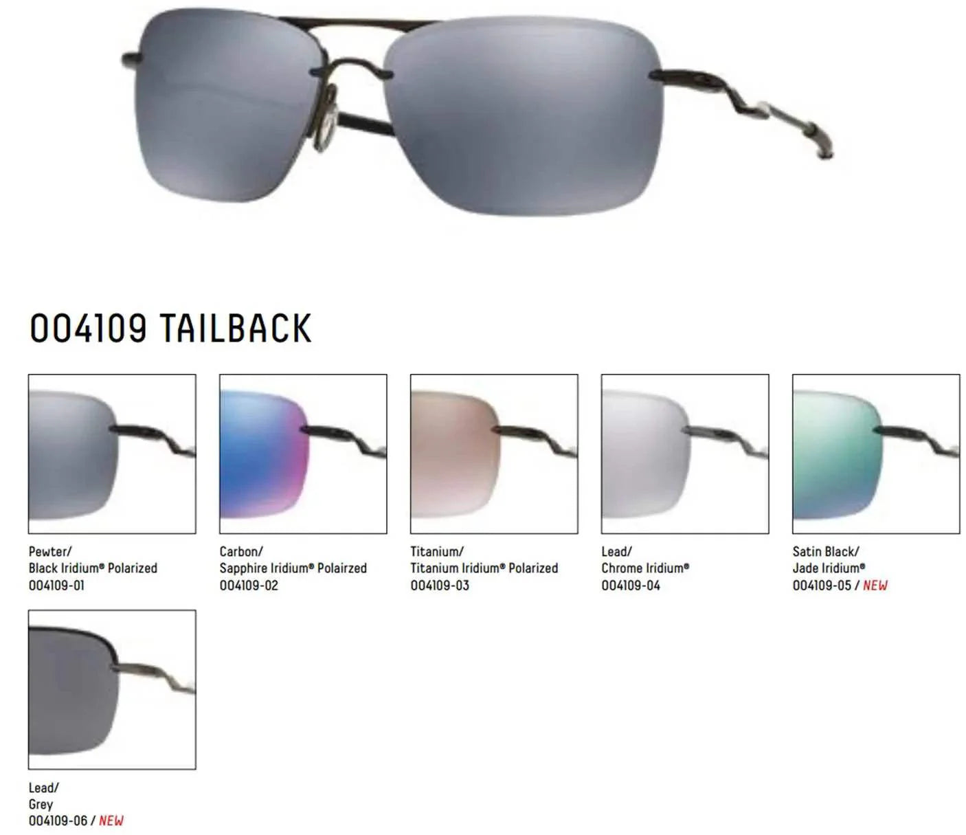 Oakley Tailback 004109-01 - Pewter-Black Iridium Polarized by Oakley for Men - 60-15-121 mm Sunglasses