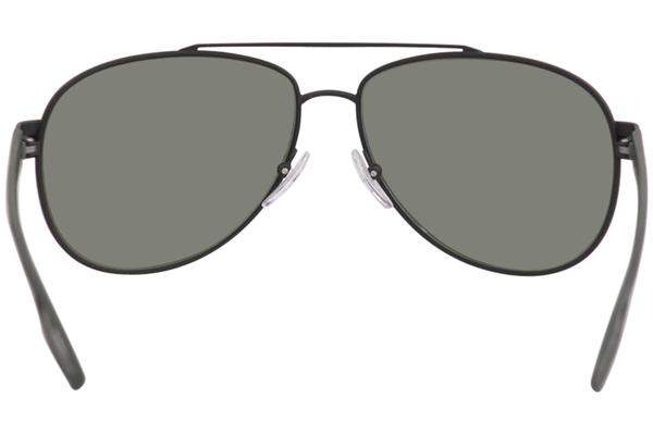 Prada SPS 55Q DG0-5X1 - Black Rubber-Grey Green Polarized by Prada for Men - 59-14-140 mm Sunglasses