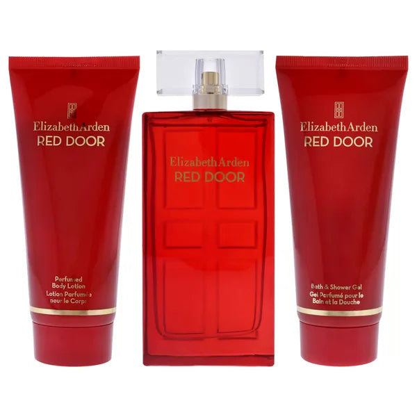 Red Door by Elizabeth Arden for Women - 3 Pc Gift Set 3.3oz EDT Spray, 3.3oz Body Lotion, 3.3oz Bath & Shower Gel