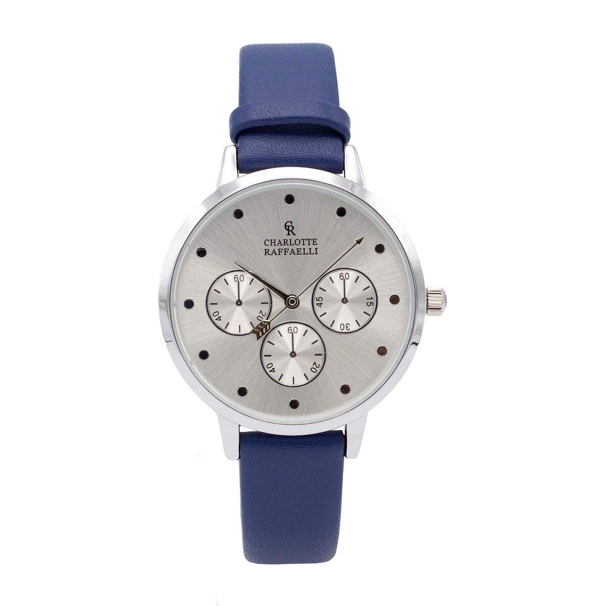CRB013 La Basic - Silver/Blue Leather Strap Watch by Charlotte Raffaelli for Women - 1 Pc Watch