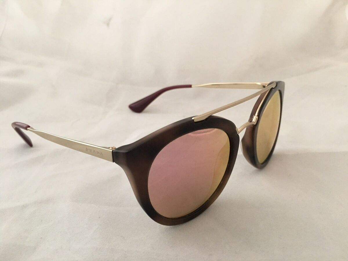 Prada SPR 23S USG-5L2 - Striped Dark Brown-Grey Yellow Rose by Prada for Women - 52-22-140 mm Sunglasses