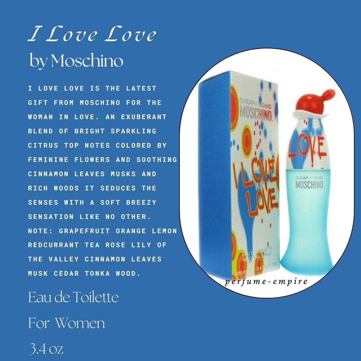 I Love Love Cheap and Chic by Moschino for Women - 1.7 oz EDT Spray