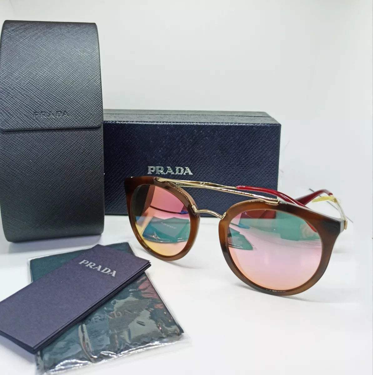 Prada SPR 23S USG-5L2 - Striped Dark Brown-Grey Yellow Rose by Prada for Women - 52-22-140 mm Sunglasses