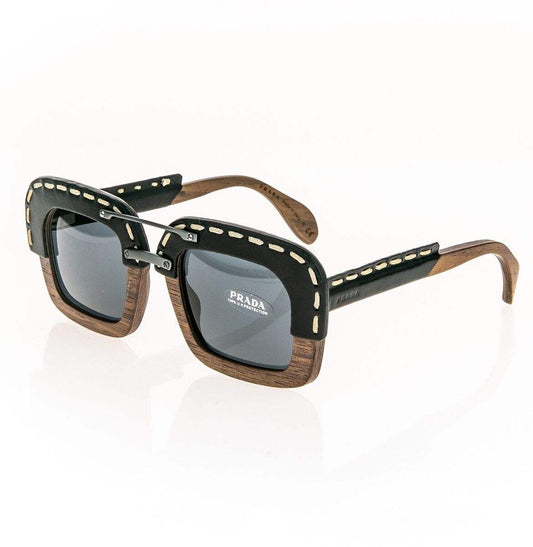 Prada SPR 26R UA6-1A1 - Nut Canaletto Black Leather-Grey Gradient by Prada for Unisex - 51-25-140 mm Sunglasses