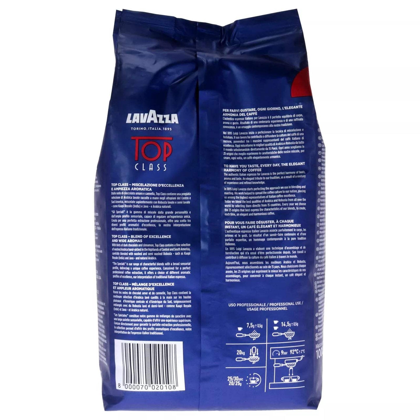 Top Class Espresso Roast Whole Bean Coffee by Lavazza for Unisex - 35.2 oz Coffee