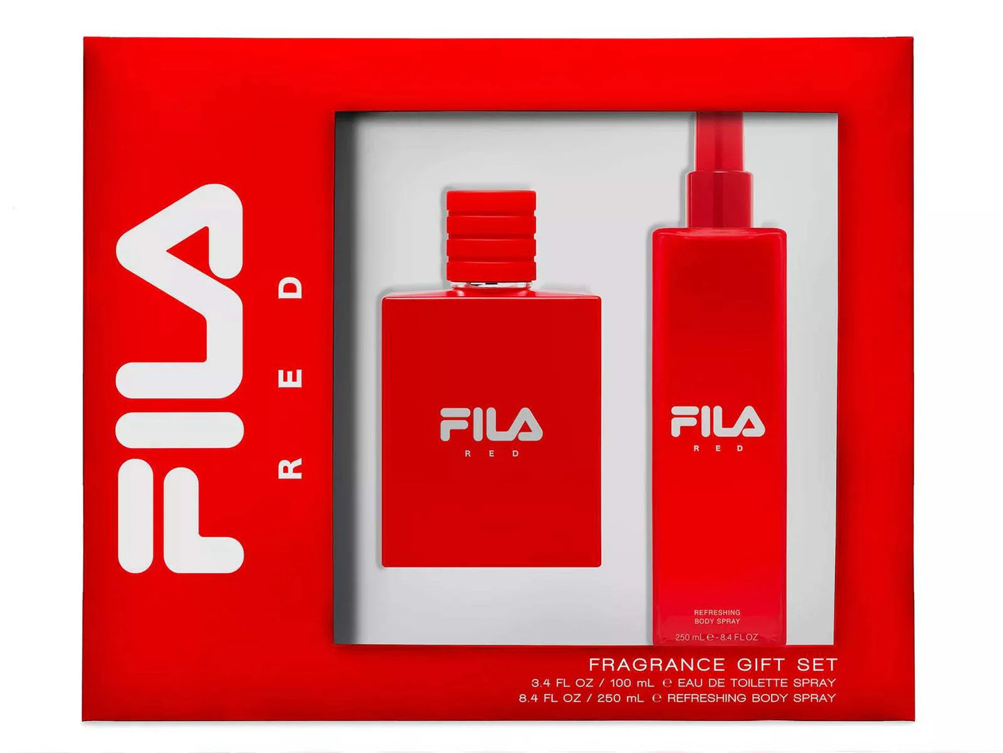 Fila Red by Fila for Men - 2 Pc Gift Set 3.4oz EDT Spray, 8.4oz Body Spray
