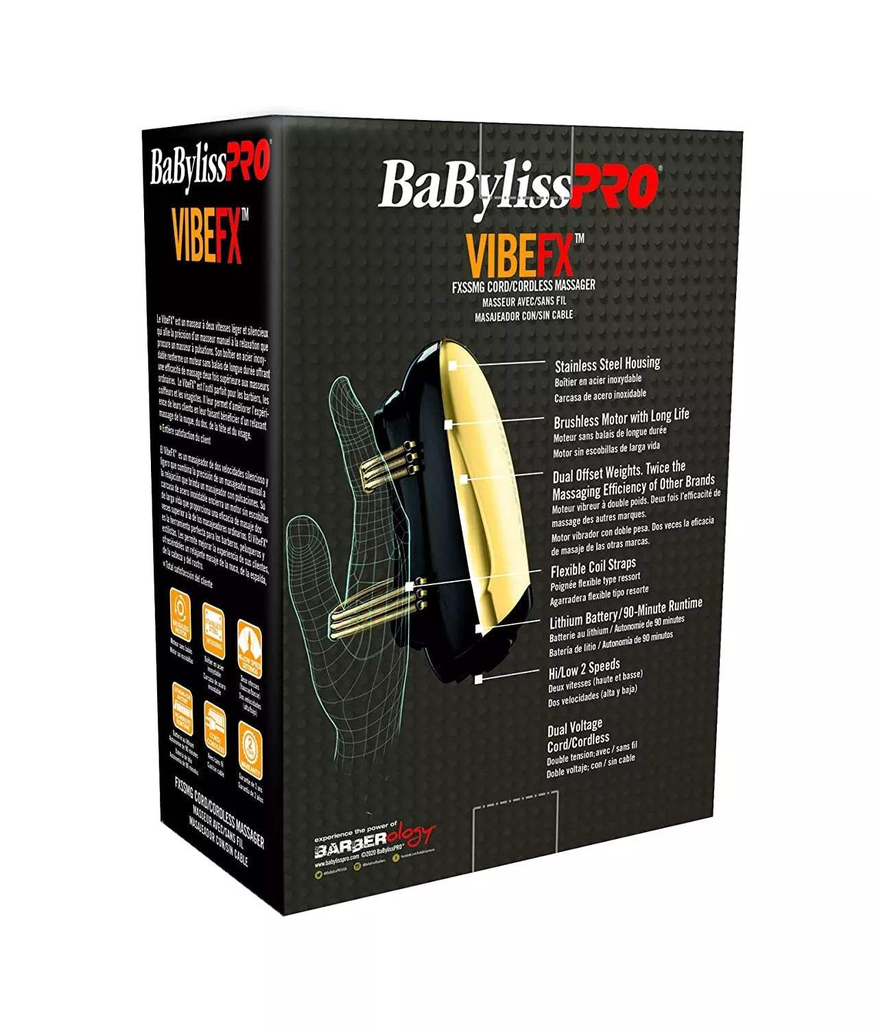 BaBylissPRO VIBEFX Cord/Cordless Gold Massager