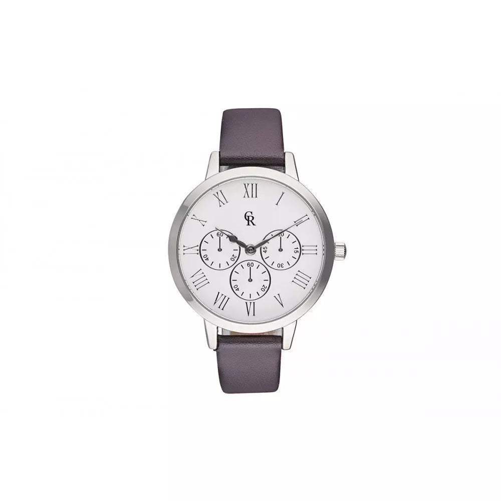 CRB010 La Basic - Silver/Grey Leather Strap Watch by Charlotte Raffaelli for Women - 1 Pc Watch
