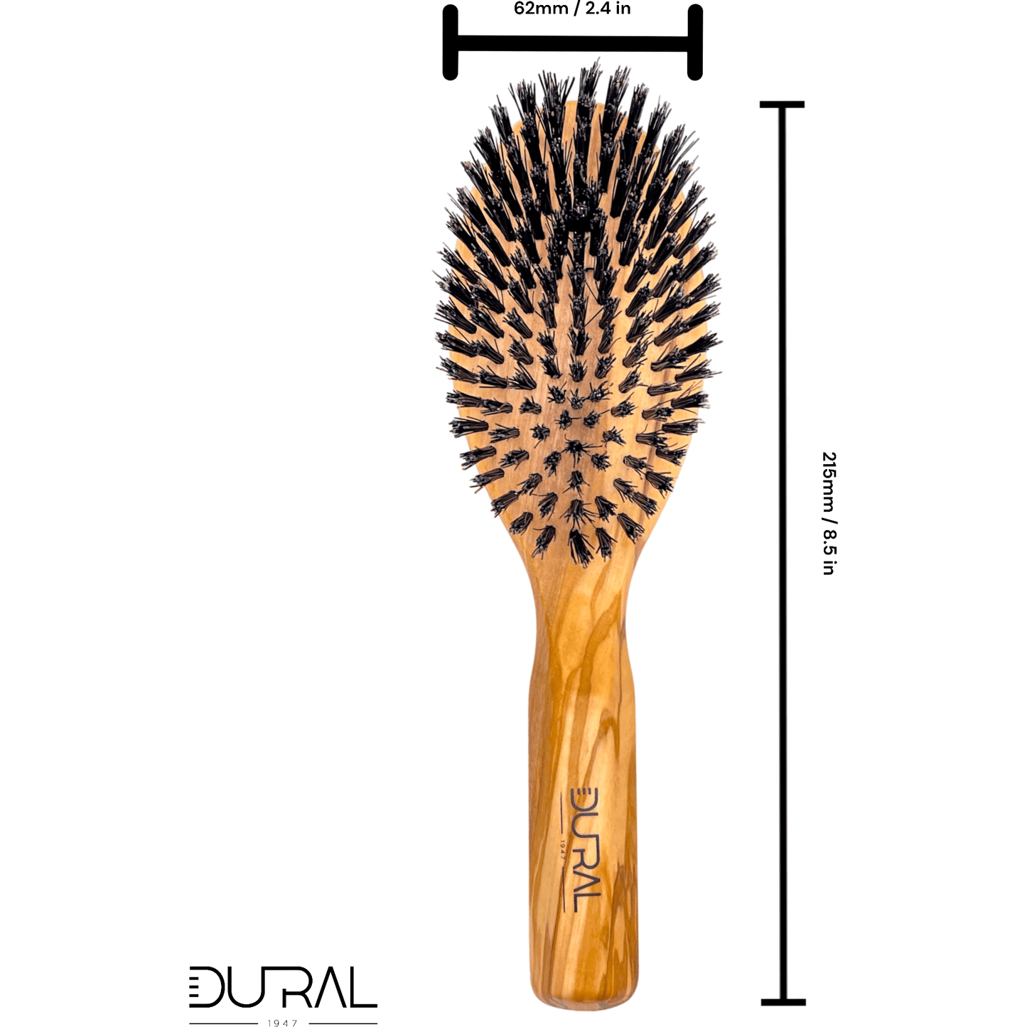 Dural Olive wood boar bristles hair brush - 9 rows