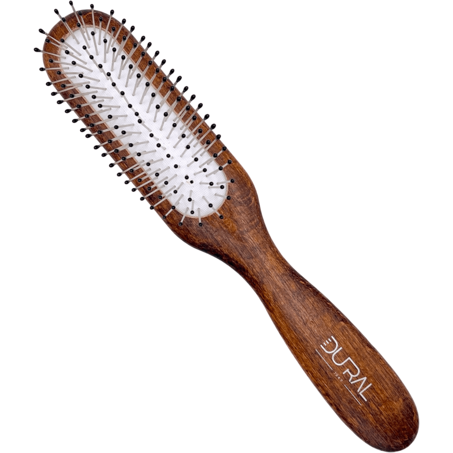 Dural Beech wood rubber cushion hair brush with steel pins and ball tips