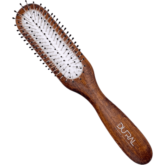 Dural Beech wood rubber cushion hair brush with steel pins and ball tips