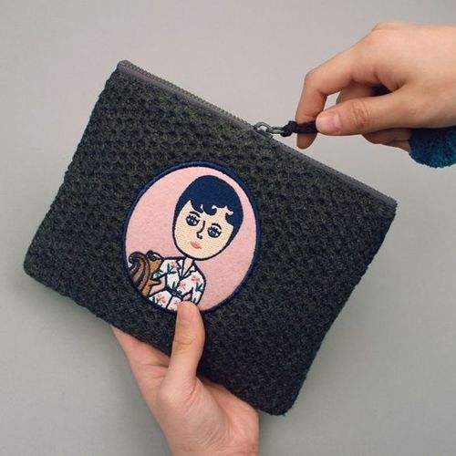 Aurore and Jean Paul Knit PomPom Pouch by Ooh Lala for Women - 1 Pc Bag