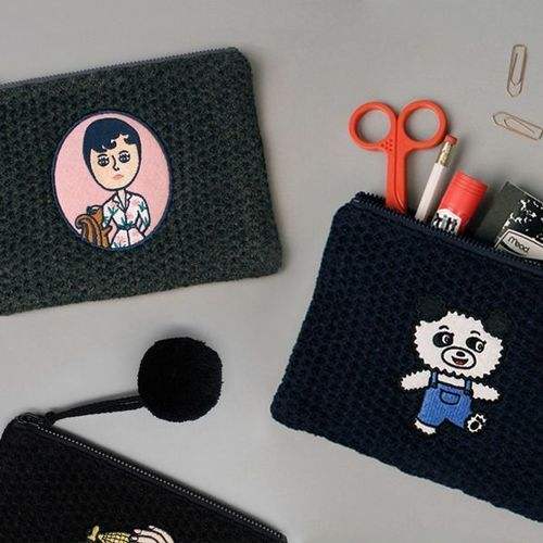 Aurore and Jean Paul Knit PomPom Pouch by Ooh Lala for Women - 1 Pc Bag