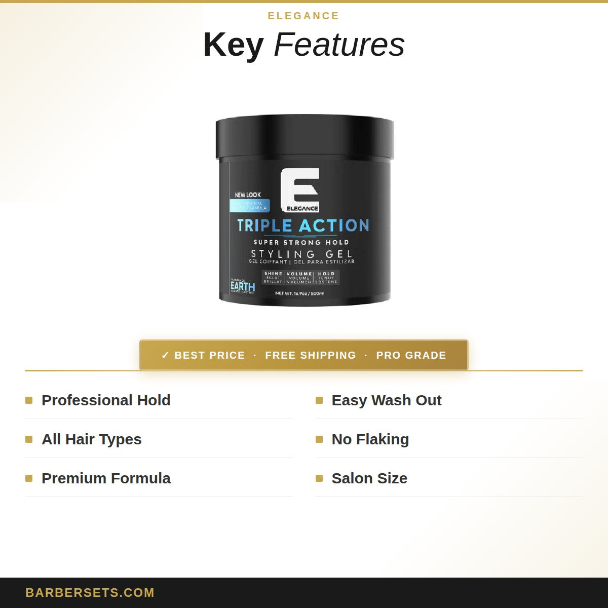 Elegance Triple Act Hair Gel "Moon" Silver 8.8oz/250ml